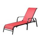 Lounger Chair with Reclining Backrest - 64.5 x 48 x 193 cm - Red