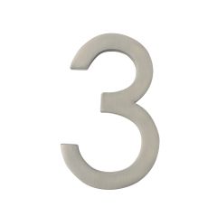 Designer Style House Number #3, Satin Nickel - 5"
