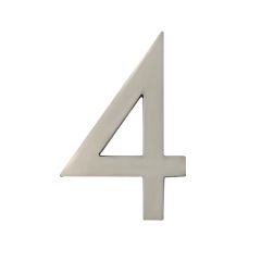 Designer Style House Number #4, Satin Nickel - 5"