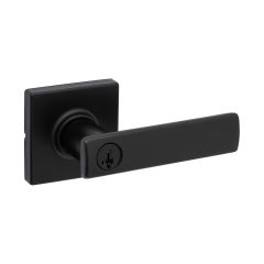 Breton Square Rose Keyed Entry Levers - Matte Black