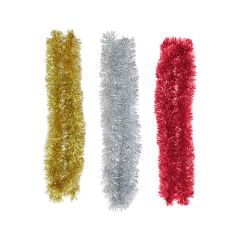 8-Ply Tinsel Guarland, 3 Assorted Models - Red, Gold and Siver (Sold Individually)