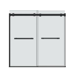 Sliding Tub Door - Duel - 56-59" x 55 1/2-59" - Clear Glass - Matte Black