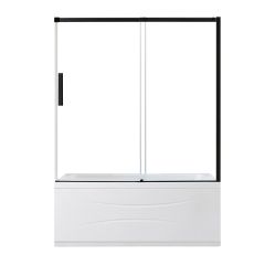 Porte de bain coulissante, Camilla, 60" x 78,74", verre, noir mat