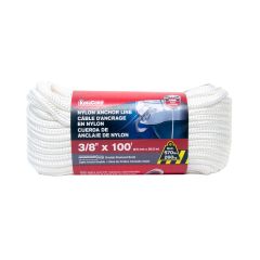 Nylon Double Diamond Braid Marine Anchor Line - White - 3/8" x 100'