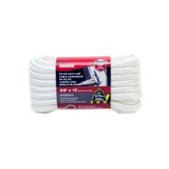 Ligne de quai de nylon à tressage double en losange, blanc, 3/8" x 15'