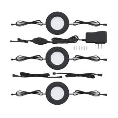 Rondelle DEL pour sous-comptoir, 6 W, 360 lm, noir, 3/pqt