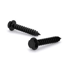 Hex Washer Head Screw - Self-Tapping Thread - Black Rustproof Finish - #10 x 1 1/2" - 10/Pkg