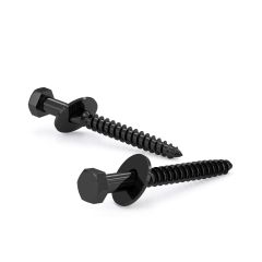 Hex Head Bolt w/Washer - Coarse Thread - Lag Point - Black Rustproof Finish - 1/4" x 1" - 8/Pkg