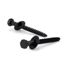 Hex Head Bolt w/Washer - Coarse Thread - Lag Point - Black Rustproof Finish - 3/8" x 1 1/2" - 5/Pkg