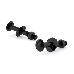 Carriage Bolt w/Nut And Washer - Pan Head - Black Rustproof Finish - 1/4" x 2" - 7/Pkg