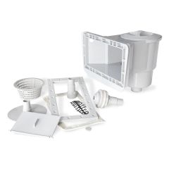 Pool Wide-Mouth Wall Skimmer Complete - One Piece - White