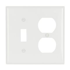 Plaque murale double combinée, 1 interrupteur, plastique, blanc