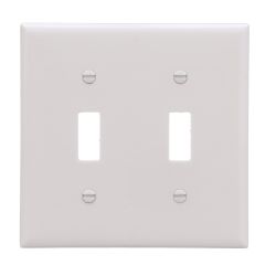 Plaque murale 2 interrupteur, plastique, blanc