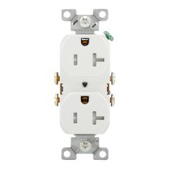 Tamper-Proof Double Socket, White, 20 A, 125 V