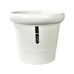 Pot d'intérieur en plastique, Gea, grège, 12"