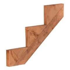Limon d'escalier en bois traité brun, 3 marches, 12"