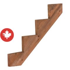 Limon d'escalier en bois traité brun, 4 marches, 12"