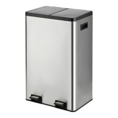 Poubelle à pédale, inox, 2 x 20 l
