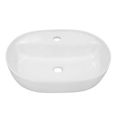 Oval Porcelain Sink - 20 1/4" x 15 1/2" x 5 1/2" - Glossy White