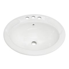 Porcelain Sink – Drop-In – Oval – Glossy White - 19 3/4" x 17 3/4" x 7 1/2"