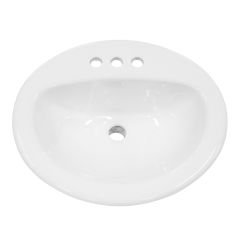 Porcelain Sink – Drop-In – Oval – Glossy White - 20" x 17 1/2" x 7 1/2"