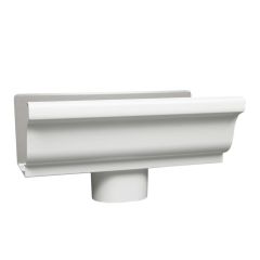 Gutter End With Outlet - Aluminum – White - 5"