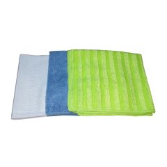 Chiffons en microfibre, assortis, 14" x 14", 3/pqt