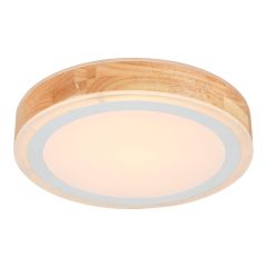 Plafonnier à DEL, rond, fini blanc/bois, 13 po, 24 W