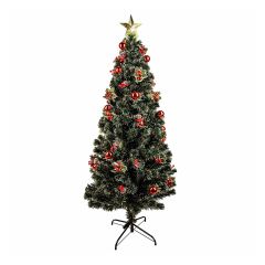Sapin de Noël givré en fibre optique, 6’, vert
