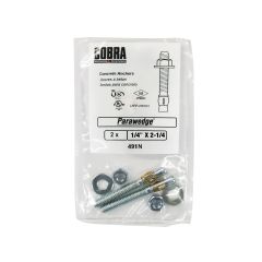 Parawedge™ Concrete Anchors, Zinc-Plated, 1/4 x 2 1/4-in, 2/Pkg