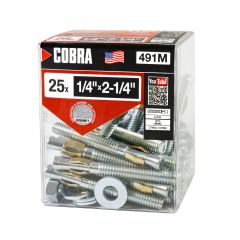 Masonry Anchors, Zinc Alloy, 1/4 x 2-1/4-in, 25/Pkg