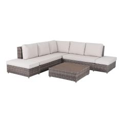 Ensemble sectionnel Gemini, 4 pièces, acier et osier