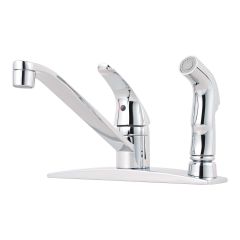 Robinet de cuisine, 1 poignée, avec douchette, fini chrome poli