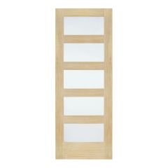 5-Panel Interior Door with Frosted Glass - 36" x 80"