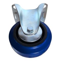 Rigid Caster - Rubber - 4" - 150kg Load Capacity - Blue