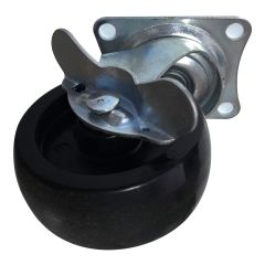 Swivel Caster with Brake - Rubber - 3"- 75kg Load Capacity
