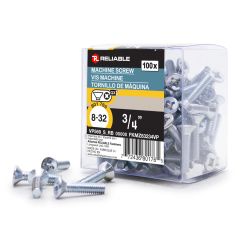 Machine Screws - Type B - 8-32 x 3/4" - 100/Pkg
