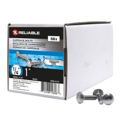 Stainless Steel Carriage Bolts - 1/4" x 1" - 50/Pkg