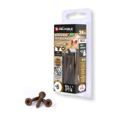 Vis pour bois traité, #6 x 1 3/4", enduit céramique, brun, 24/pqt