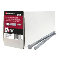 Hex Head Lag Bolts - 3/8" x 10" - Galvanized - 25/Pkg