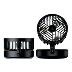 Ventilateur pliable 5 po, lumière, 5 vitesses, noir brillant