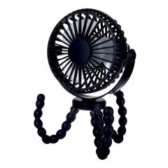 Ventilateur DC compact 4 po, trépied flexible, 3 vitesses, noir
