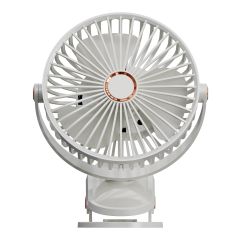 Ventilateur à pince USB, 6", 6 vitesses, rechargeable, blanc
