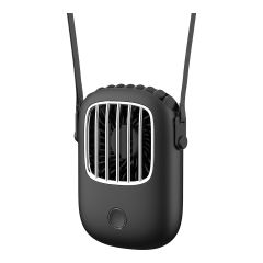 Mini ventilateur de cou, 2", 3 vitesses, rechargeable USB, noir