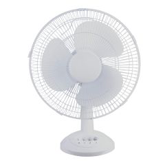 Ventilateur de table 16 po, 50 W, 3 vitesses, blanc brillant