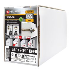 Stainless Steel Wedge Anchors - 3/8" x 2-3/4" - 25/Pkg