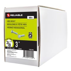 Hex Head Bolts - 3/8" x 3" - Full Thread - 50/Pkg