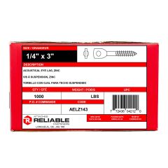 Vis à oeil pour plafonds suspendus, 1/4" x 3", 1000/pqt