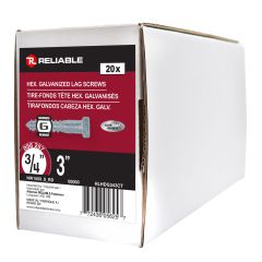 Lag Bolts - 3/4" x 3" - Galvanized - 20/Pkg