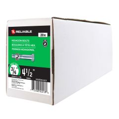 Hex Head Bolts - 3/4" x 4 1/2" - Grade 2 - Zinc-Plated - 20/Pkg
